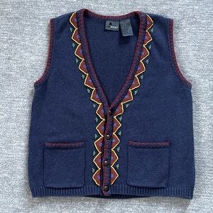 Lizwear Petite by Liz Claiborne Blue Knit Beaded Vest